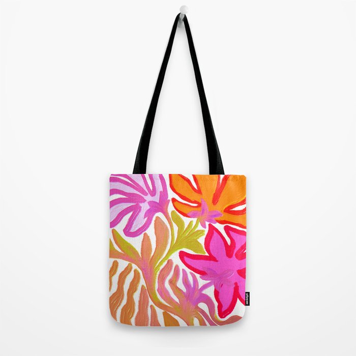 Painterly Nouveau bloom - imperfect bold textured floral art Tote Bag Gallery Image 2