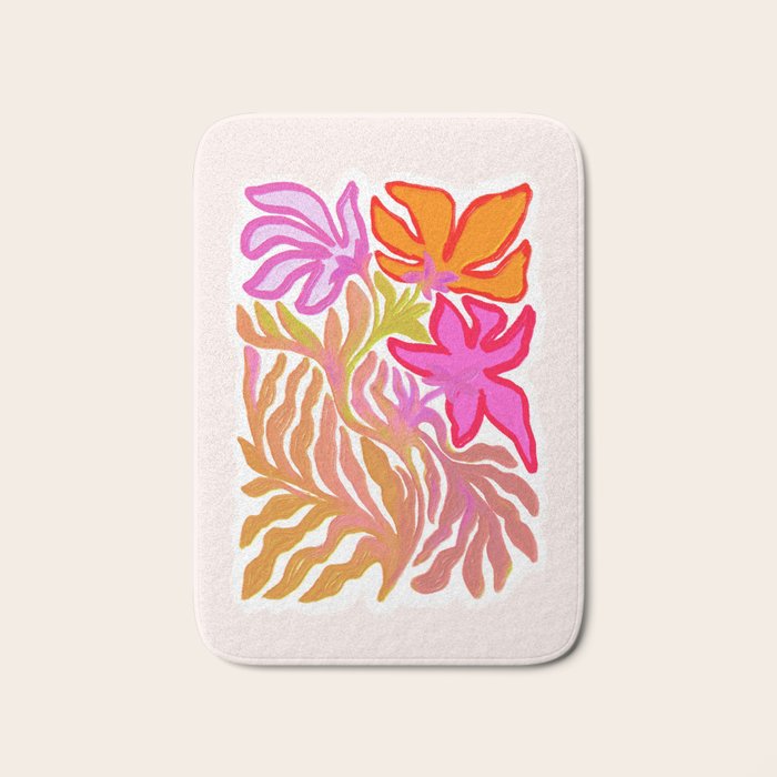 Painterly Nouveau bloom - imperfect bold textured floral art Bath Mat Gallery Image 1