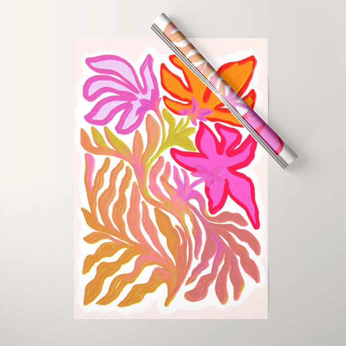 Painterly Nouveau bloom - imperfect bold textured floral art Wrapping Paper Gallery Image 1