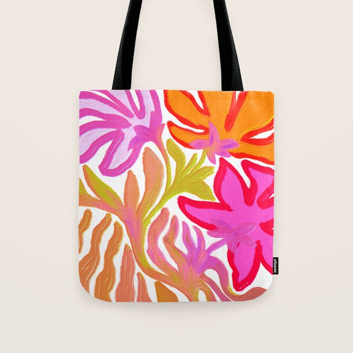 Painterly Nouveau bloom - imperfect bold textured floral art Tote Bag Gallery Image 1