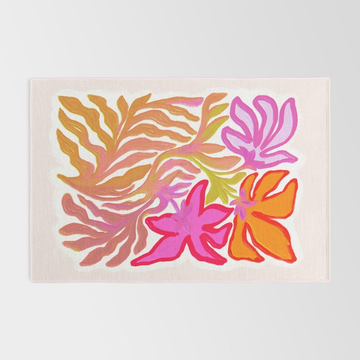 Painterly Nouveau bloom - imperfect bold textured floral art Rug Gallery Image 2