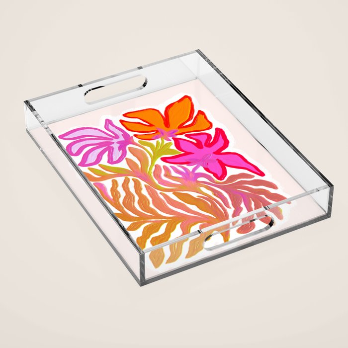 Painterly Nouveau bloom - imperfect bold textured floral art Acrylic Tray Gallery Image 1