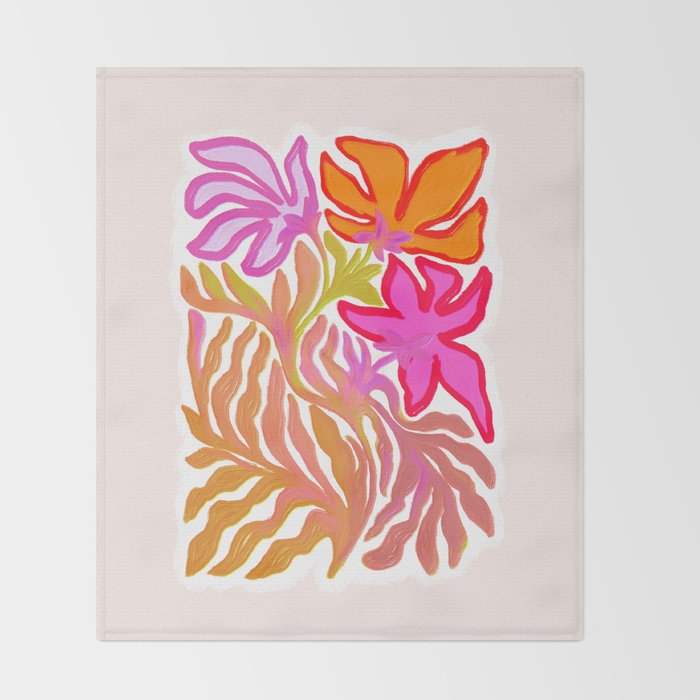 Painterly Nouveau bloom - imperfect bold textured floral art Throw Blanket Gallery Image 2