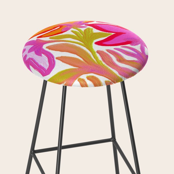Painterly Nouveau bloom - imperfect bold textured floral art Stool Gallery Image 2
