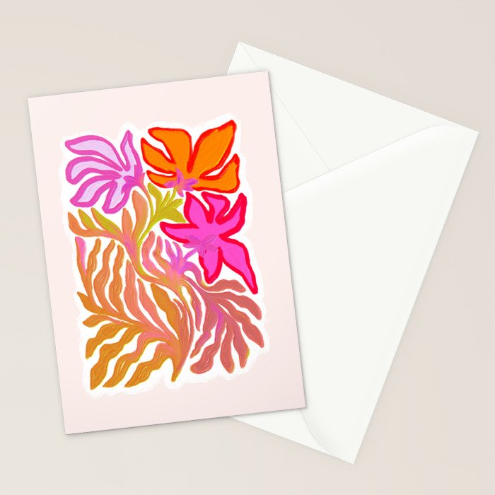 Painterly Nouveau bloom - imperfect bold textured floral art Stationery Card Gallery Image 2