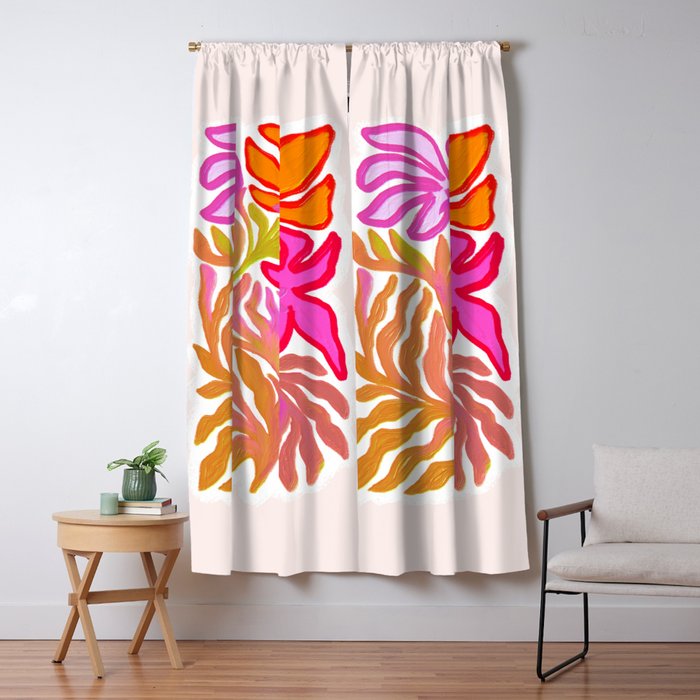 Painterly Nouveau bloom - imperfect bold textured floral art Window Curtain Gallery Image 5