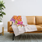 Painterly Nouveau bloom - imperfect bold textured floral art Throw Blanket Gallery Image 1
