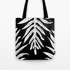 Modern Tropical Lau'ae -Monarch Fern Pattern on Black Tote Bag Gallery Image 1