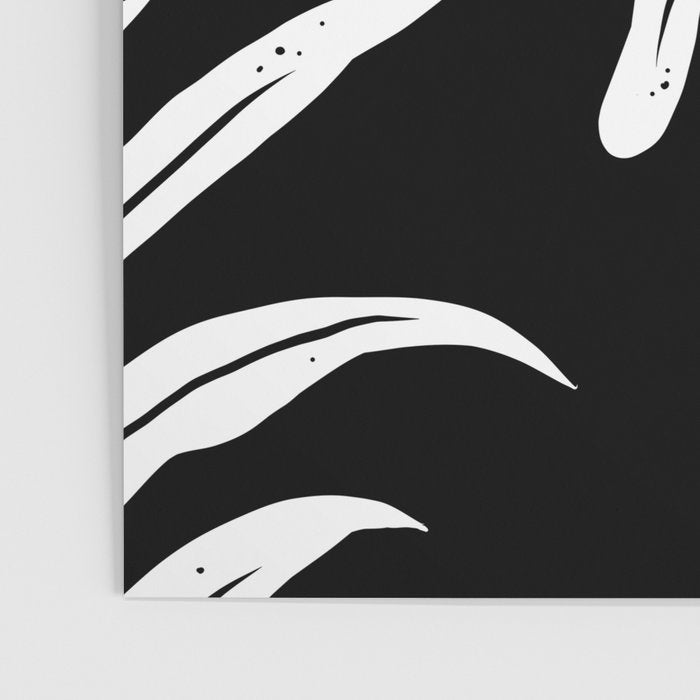 Modern Tropical Lau'ae -Monarch Fern Pattern on Black Poster Gallery Image 3