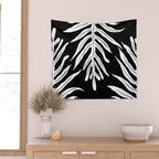Modern Tropical Lau'ae -Monarch Fern Pattern on Black Wall Tapestry Gallery Image 2