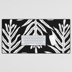 Modern Tropical Lau'ae -Monarch Fern Pattern on Black Desk Mat Gallery Image 1