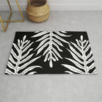Modern Tropical Lau'ae -Monarch Fern Pattern on Black Rug Gallery Image 1