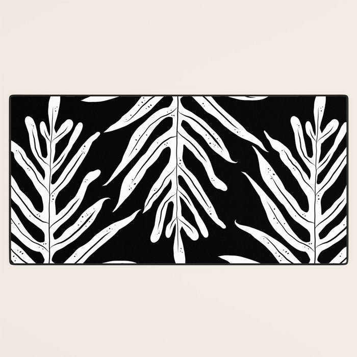 Modern Tropical Lau'ae -Monarch Fern Pattern on Black Desk Mat Gallery Image 3