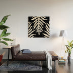 Modern Tropical Lau'ae -Monarch Fern Pattern on Black Wood Wall Art Gallery Image 2