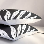 Modern Tropical Lau'ae -Monarch Fern Pattern on Black Pillow Sham Gallery Image 3