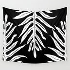 Modern Tropical Lau'ae -Monarch Fern Pattern on Black Wall Tapestry Gallery Image 4