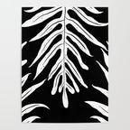 Modern Tropical Lau'ae -Monarch Fern Pattern on Black Poster Gallery Image 4