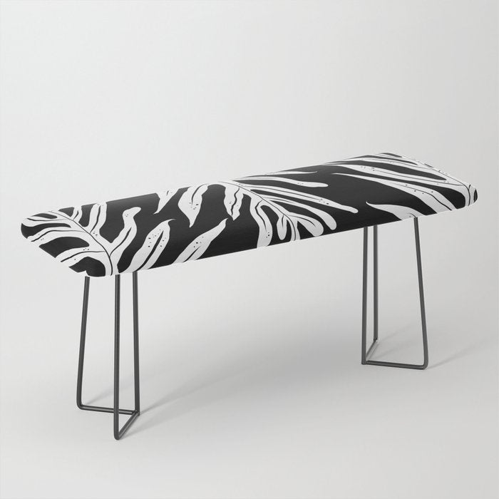 Modern Tropical Lau'ae -Monarch Fern Pattern on Black Bench Gallery Image 1
