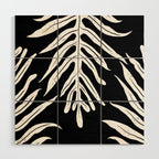 Modern Tropical Lau'ae -Monarch Fern Pattern on Black Wood Wall Art Gallery Image 1
