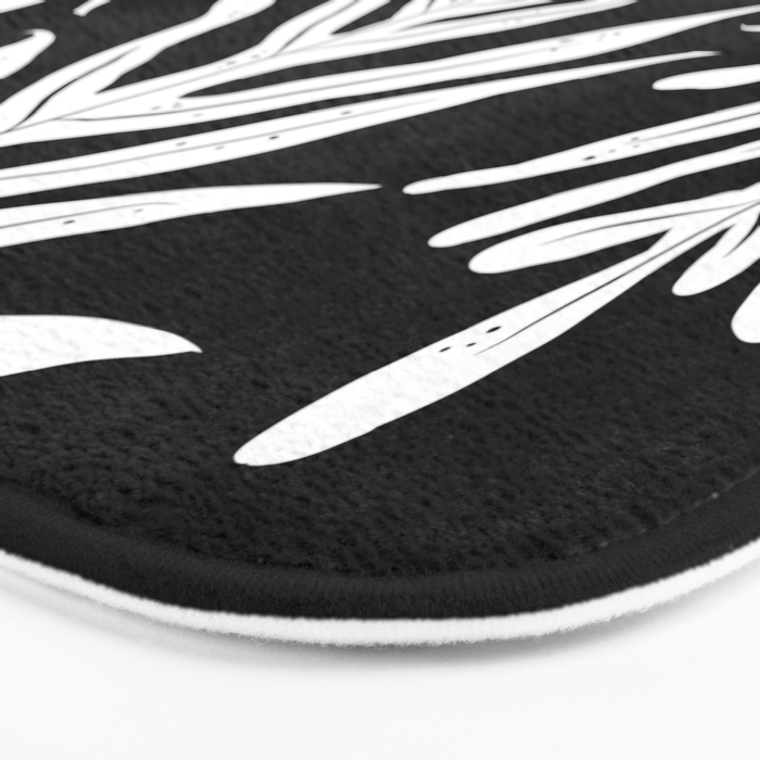 Modern Tropical Lau'ae -Monarch Fern Pattern on Black Bath Mat Gallery Image 3