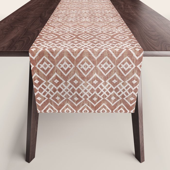 Terracotta boho geo mud cloth  Table Runner Gallery Image 1