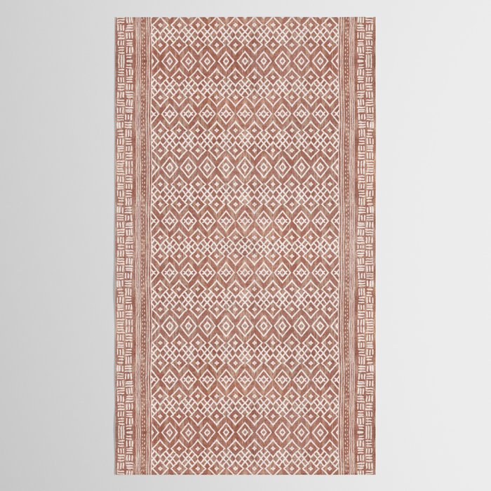 Terracotta boho geo mud cloth  Tablecloth Gallery Image 2