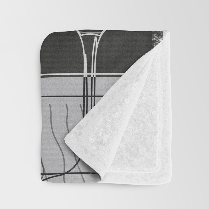 Minimalist Black and White Wine Glasses Throw Blanket Gallery Image 3