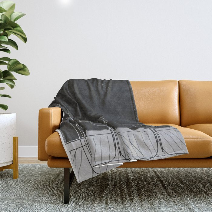 Minimalist Black and White Wine Glasses Throw Blanket Gallery Image 1