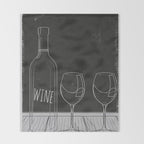 Minimalist Black and White Wine Glasses Throw Blanket Gallery Image 2