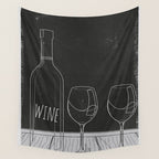 Minimalist Black and White Wine Glasses Wall Tapestry Gallery Image 4