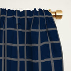 Navy Blue Grid  Window Curtain Gallery Image 2