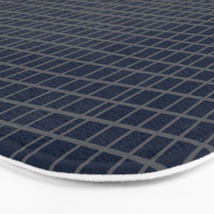 Navy Blue Grid  Bath Mat Gallery Image 3