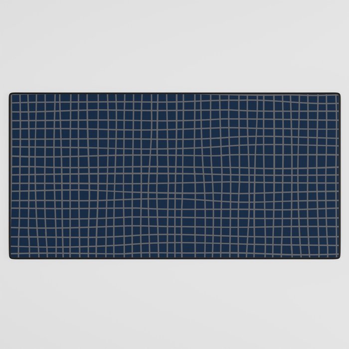 Navy Blue Grid  Desk Mat Gallery Image 3
