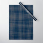 Navy Blue Grid  Wrapping Paper Gallery Image 1