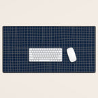 Navy Blue Grid  Desk Mat Gallery Image 1
