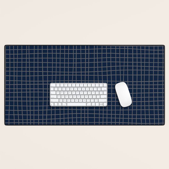 Navy Blue Grid  Desk Mat Gallery Image 1