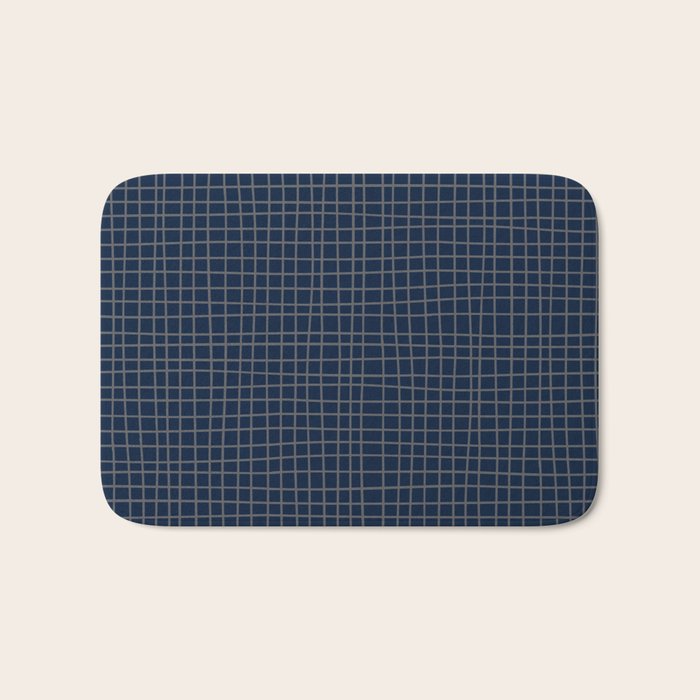 Navy Blue Grid  Bath Mat Gallery Image 1