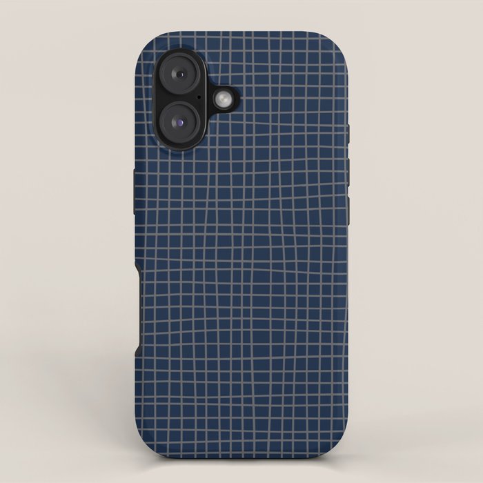 Navy Blue Grid  iPhone Case Gallery Image 1