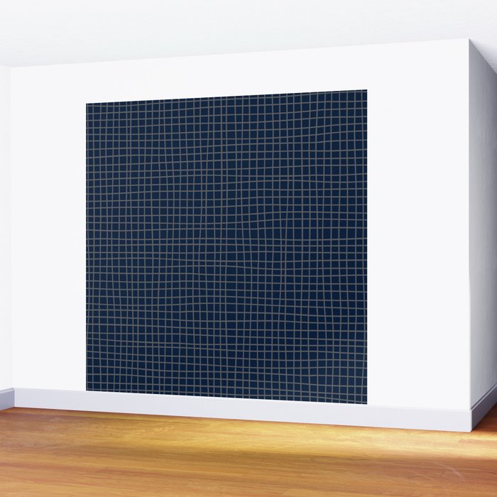 Navy Blue Grid  Wall Mural Gallery Image 2