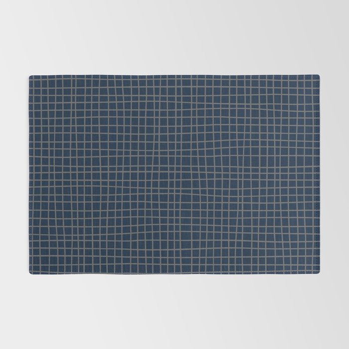 Navy Blue Grid  Rug Gallery Image 2