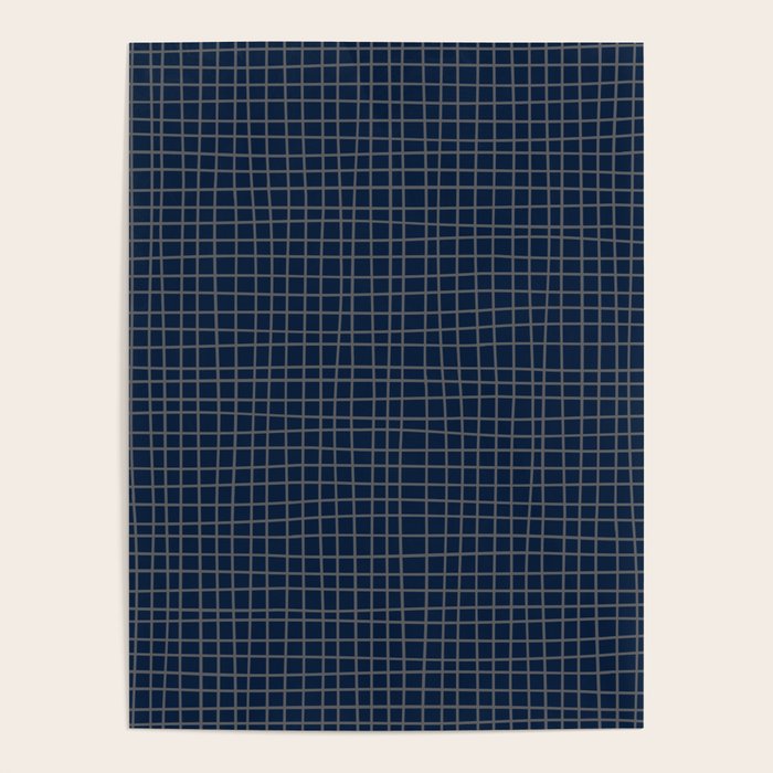 Navy Blue Grid  Poster Gallery Image 4