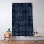 Navy Blue Grid  Window Curtain Gallery Image 5