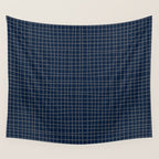 Navy Blue Grid  Wall Tapestry Gallery Image 4