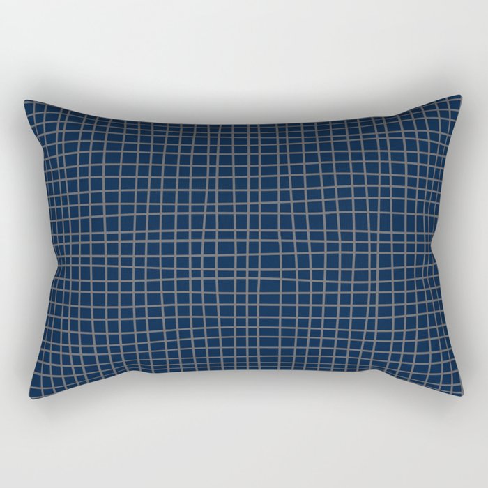 Navy Blue Grid  Rectangular Pillow Gallery Image 2