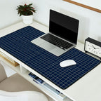 Navy Blue Grid  Desk Mat Gallery Image 2