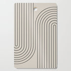 Minimal Line Curvature XCVI Vintage Creme & Black Mid Century Modern Arch Abstract Cutting Board Gallery Image 1
