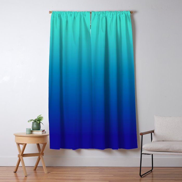 Turquoise Ultramarine Blue Gradient Window Curtain Gallery Image 1