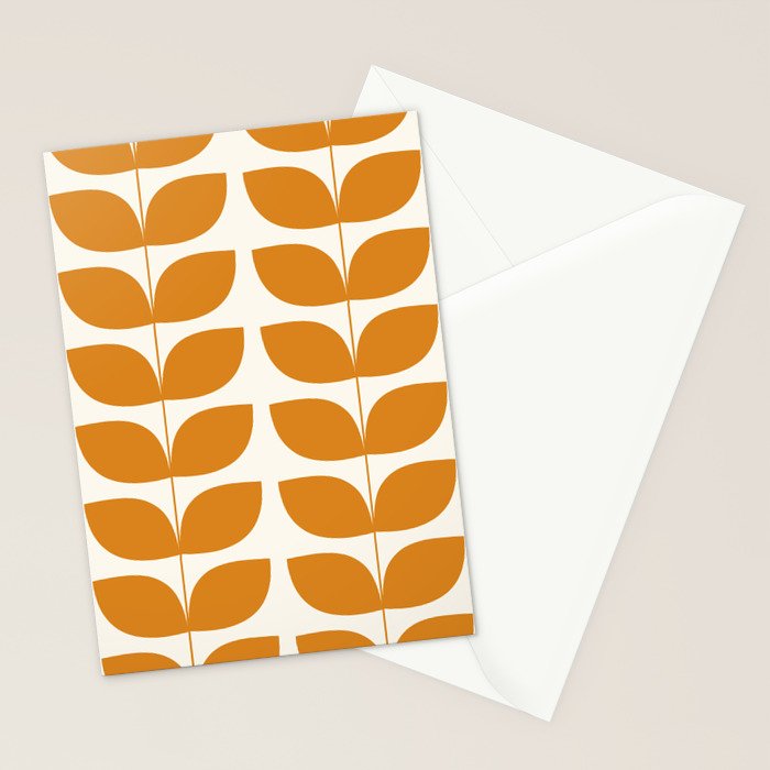 Danish Pattern Orange Mid Century Modern Stationery Card Gallery Image 2