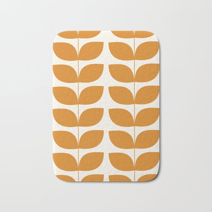Danish Pattern Orange Mid Century Modern Bath Mat Gallery Image 1