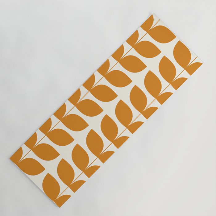 Danish Pattern Orange Mid Century Modern Yoga Mat Gallery Image 1